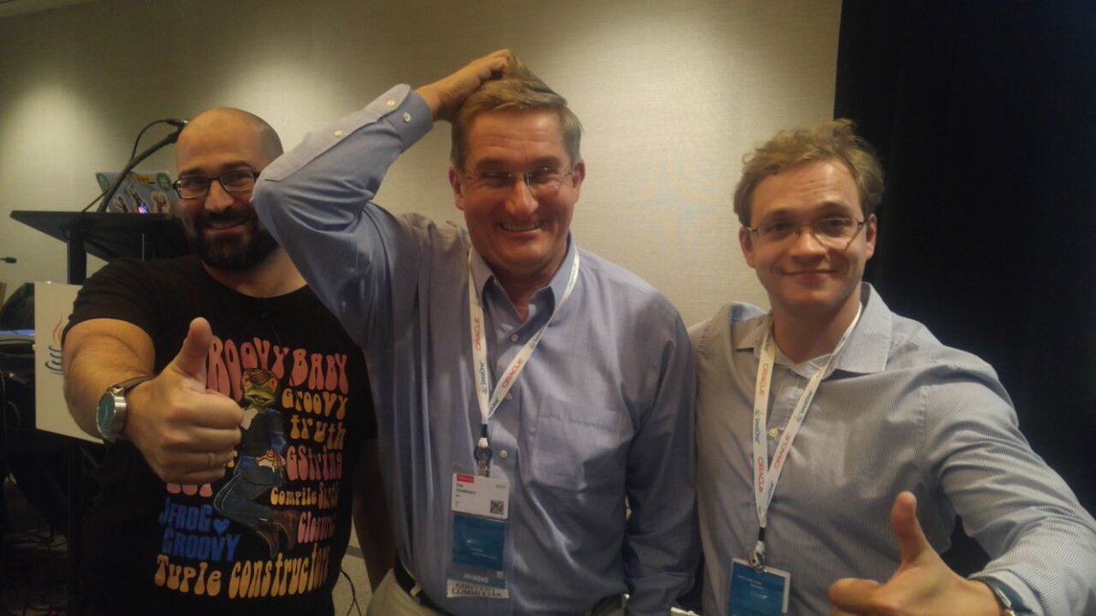 jbaruch's tweet photo. That's @cayhorstmann scratching head over the #java8puzzlers! Thanks @jekaborisov for the show and @tagir_valeev for the contribution! https://t.co/qcJoe0N2iT