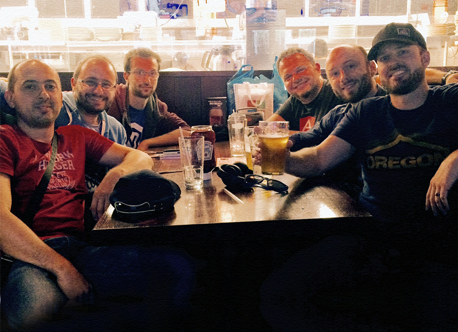 wwwalkerrun's tweet photo. Best way to end #NSDevDay - cheers to this motley crew of @NativeScript - Missing these guys already @ufsa @sebawita + more! Best of times. https://t.co/g6yZ5firyS