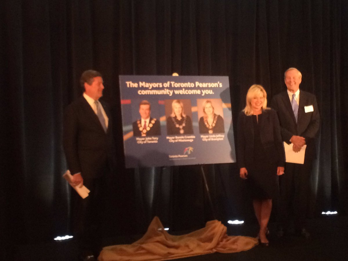 JohnTory's tweet photo. Joined Mississauga mayor @BonnieCrombie to celebrate 20 years of GTAA operating @TorontoPearson. https://t.co/CJjNqDNaGo