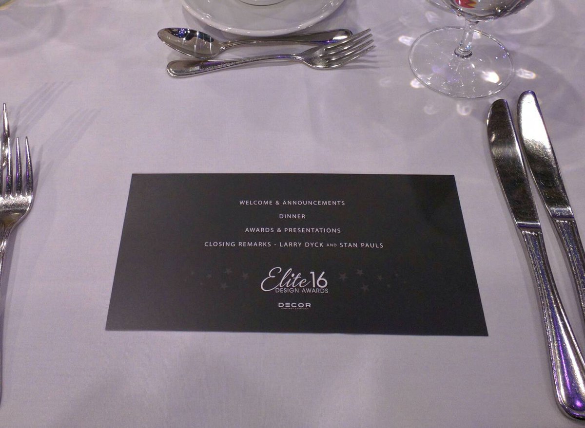 decorcabinets's tweet photo. Just about ready for dinner at the @elite_awards #Disrupt2016 https://t.co/ZFMBu6icq4