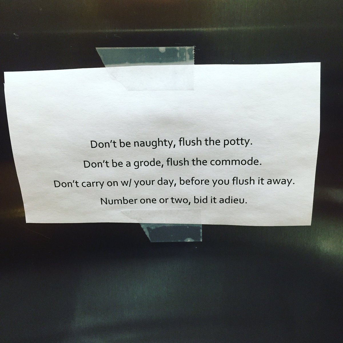 AshleyMarieLIFE's tweet photo. The joys of working in an office #passiveagressive #bathroomnotes https://t.co/pafvt0k5CG
