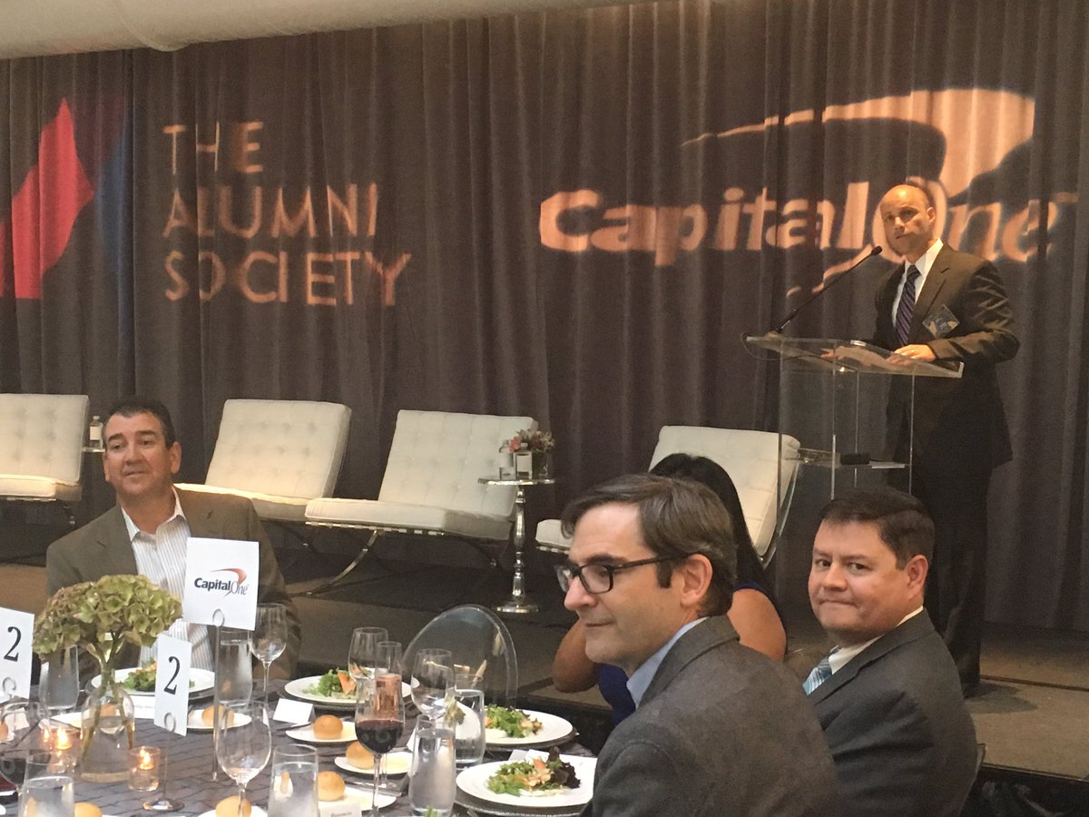 alumni_society's tweet photo. @Sergio_F_1630 the @alumni_society executive director is welcoming memebers to the #CatalystDallas presented by @CapitalOne! https://t.co/ZA7rS7Hv8P