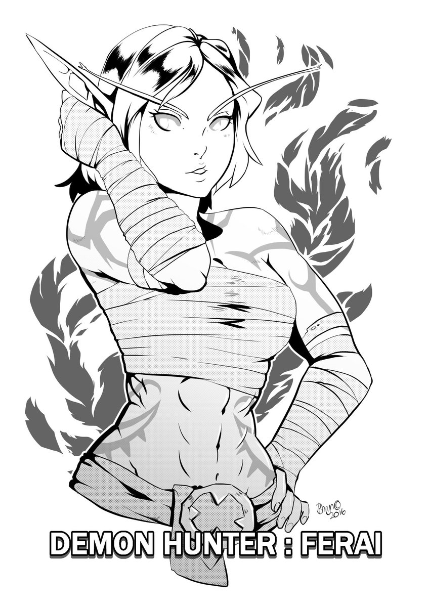 Bhryn's tweet photo. Manga style demon hunter Ferai #WoWlegion #wow #warcraft #ferai https://t.co/W8Pbh7NMgJ