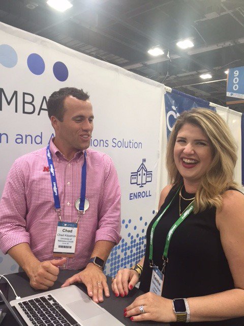 Tabitha (Embark's Operations Director), talking with a former admissions colleague from University of Nebraska at #NACAC16 in Columbus, Ohio