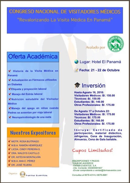 GentedePanama's tweet photo. #Congreso Nacional de #VisitadoresMédicos
"Revalorizando la #VisitaMédica en #Panamá"
#Octubre #farmaeventos #evento https://t.co/ovaztLgxL9
