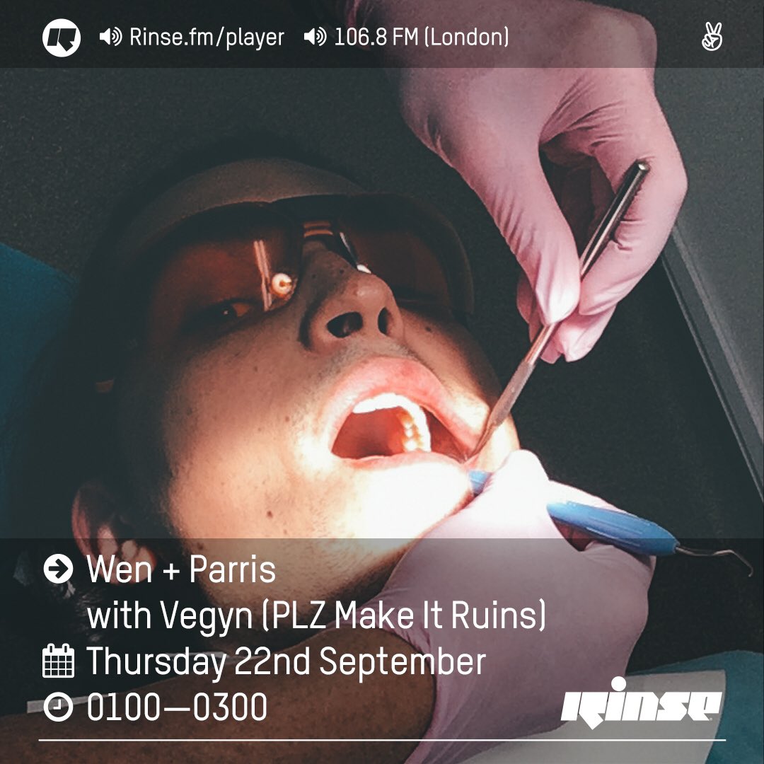 wenmusik's tweet image. Radio tonight with @parris_dj 🌪we got @vegynvegyn joining us ----📍@RinseFM 1-3 AM📍----