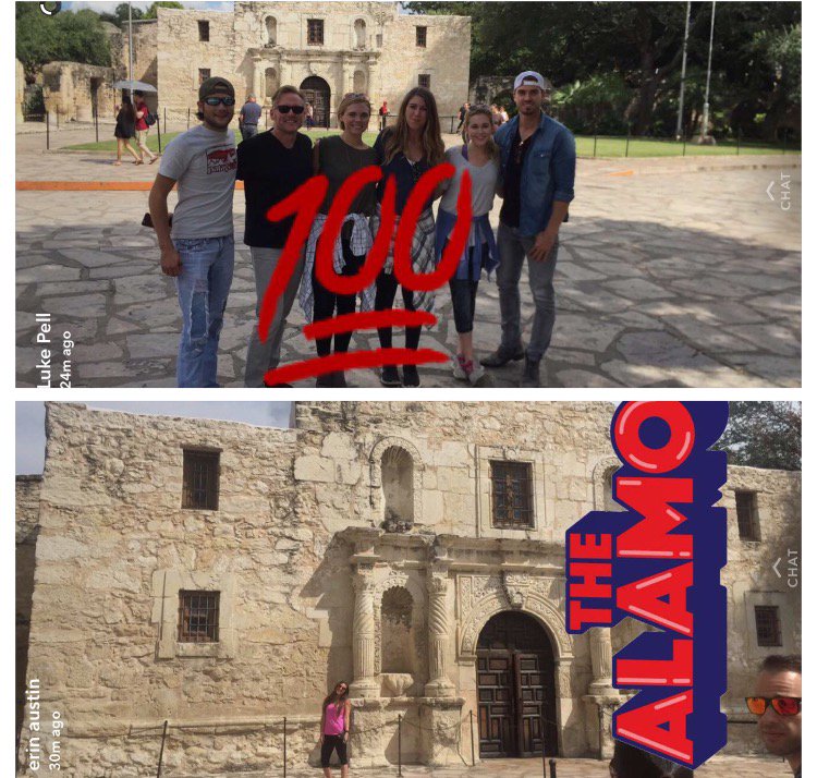 ErinBlakeA's tweet photo. @Luke__Pell turns out we are at the Alamo at the same time. My coworkers wanted me to find you. Bummed I couldn't! #whatarethechances https://t.co/MdUI6DVFbm