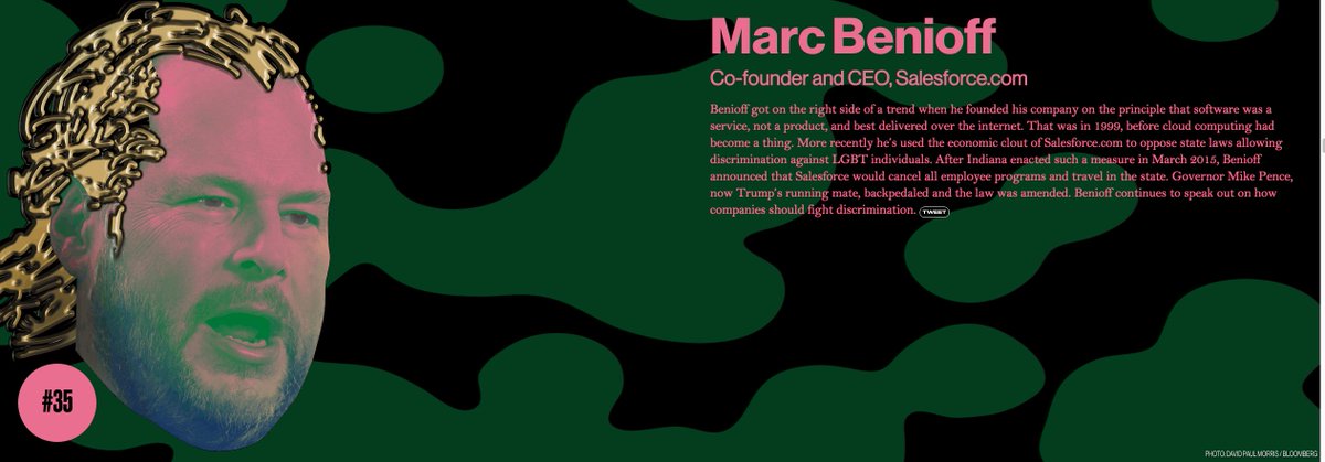 ericakuhl's tweet photo. Bloomberg just published its "Most Influential" list &amp; @Benioff is ranked #35.  What an incredible list to be on! https://t.co/aqK6PxIsK1. https://t.co/Vdk4AbzTNs