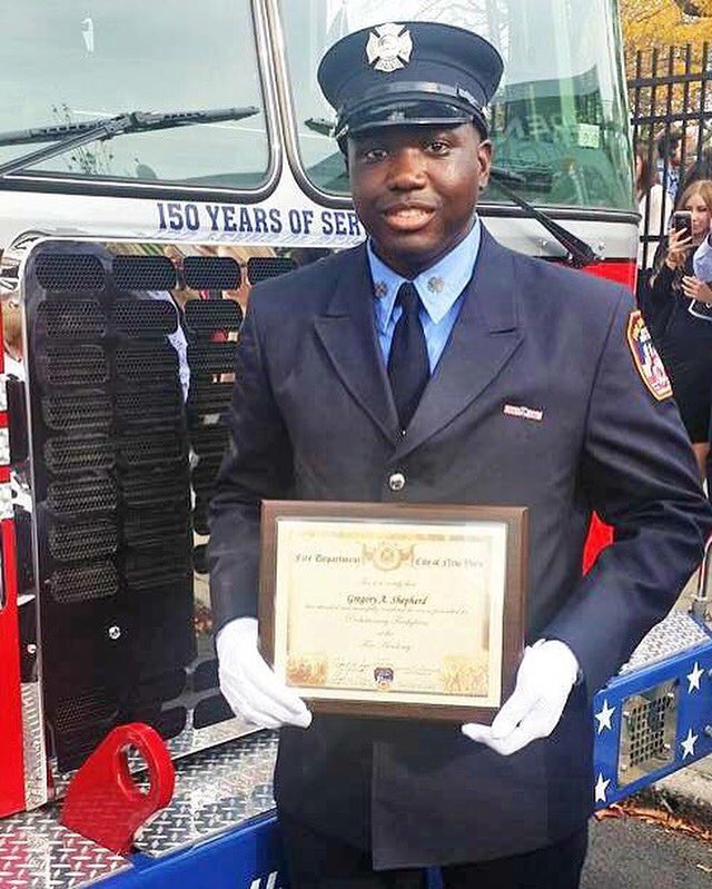 joinFDNY's tweet photo. Our latest spotlight story is on #Engine315 "Probie" Gregory Shepherd. Read about him: https://t.co/VjtCnpnJAQ. https://t.co/qZQj2it5z4