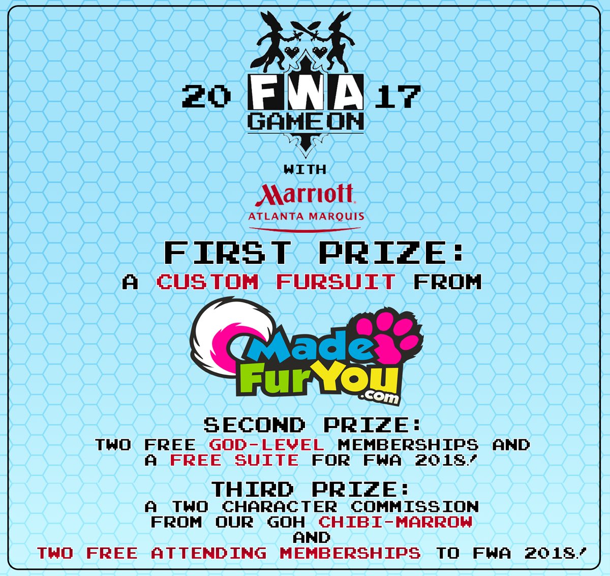 FurryWeekend's tweet photo. It's here! FIRST PRIZE in our FWA 2017 GAME ON Raffle! Your chance to win a CUSTOM MFY suit! You could be the winner https://t.co/VJaUb8ljoz https://t.co/9yFRO3SE0i