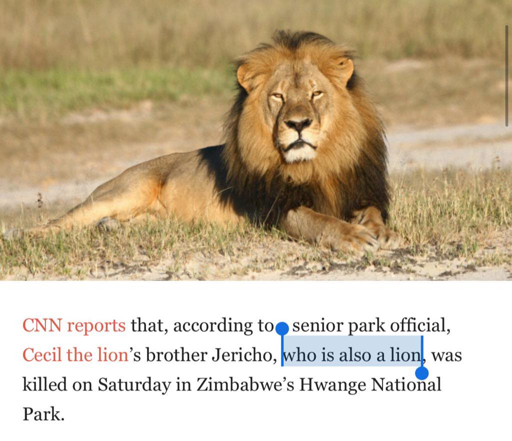 Cecil the Lion was killed by big game hunter/MN dentist Walter J. Palmer of Eden Prarie - Page 5 Cs_RzZcWEAAeJJt