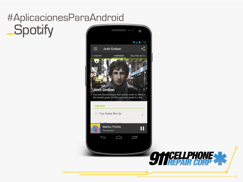 911cellphone's tweet photo. Ofrece no sólo buscar y reproducir canciones, sino también armar o editar listas, y realizar funciones sociales. https://t.co/BBX0bo2DN6