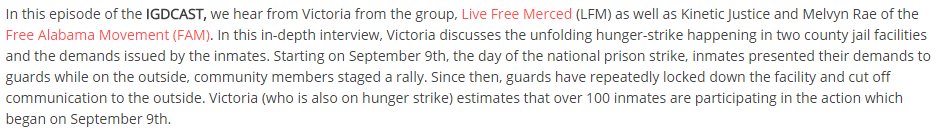 IWOC_'s tweet photo. That ep. of #IGDCAST via @IGD_News includes interviews w/ #LiveFreeMerced & @FREEALAMOVEMENT #PrisonStrike members https://t.co/9gtNzONdWc https://t.co/uHLjHmvG8k