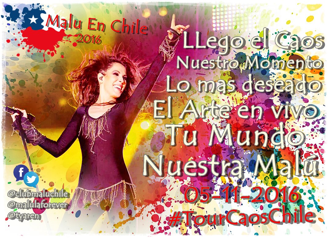 malulaforever01's tweet photo. Chile nuestro sueño se cumple ,  llego el #TourCaosChile   Te Adoro @_MaluOficial_ Al fin mi felicidad se acerca.  @clubmaluchile https://t.co/fyYb3dtDaR