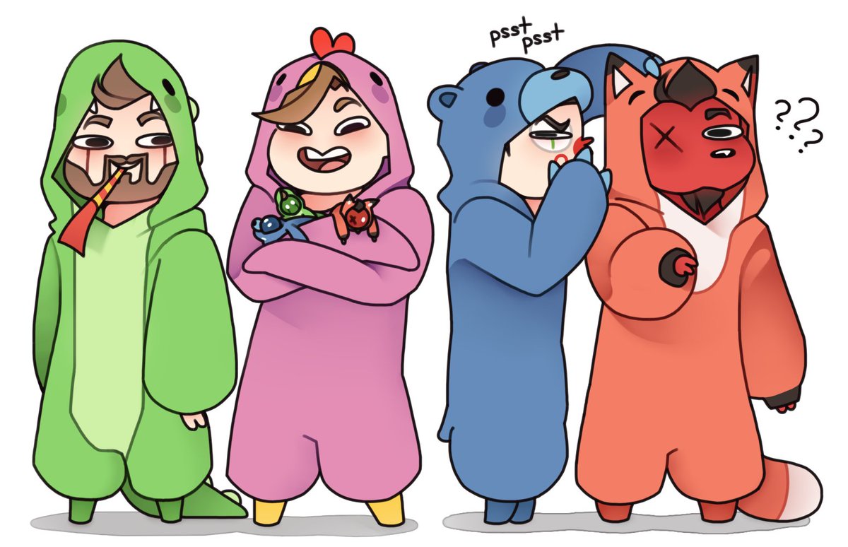 Rated_Emily's tweet photo. gang beasts doodles of the crew! aka @Ohmwrecker @BryceMcQuaid @H2ODelirious @_CaRtOoNz 💚💜💙❤️ https://t.co/tBXGAJfQF8