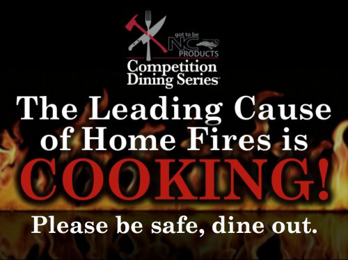 CompDiningNC's tweet photo. #CompDiningNc Fire Message: #1 cause of home fires and burn injuries is Cooking. Step away from the stove and make reservations! https://t.co/QR9uzq07PQ