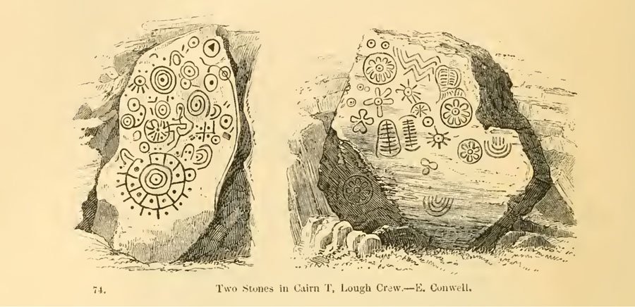 The Equinox Stone at Cairn T, Loughcrew,Meath.On the morning of equinox the sun shines down the passageway onto ancient astrological symbols
