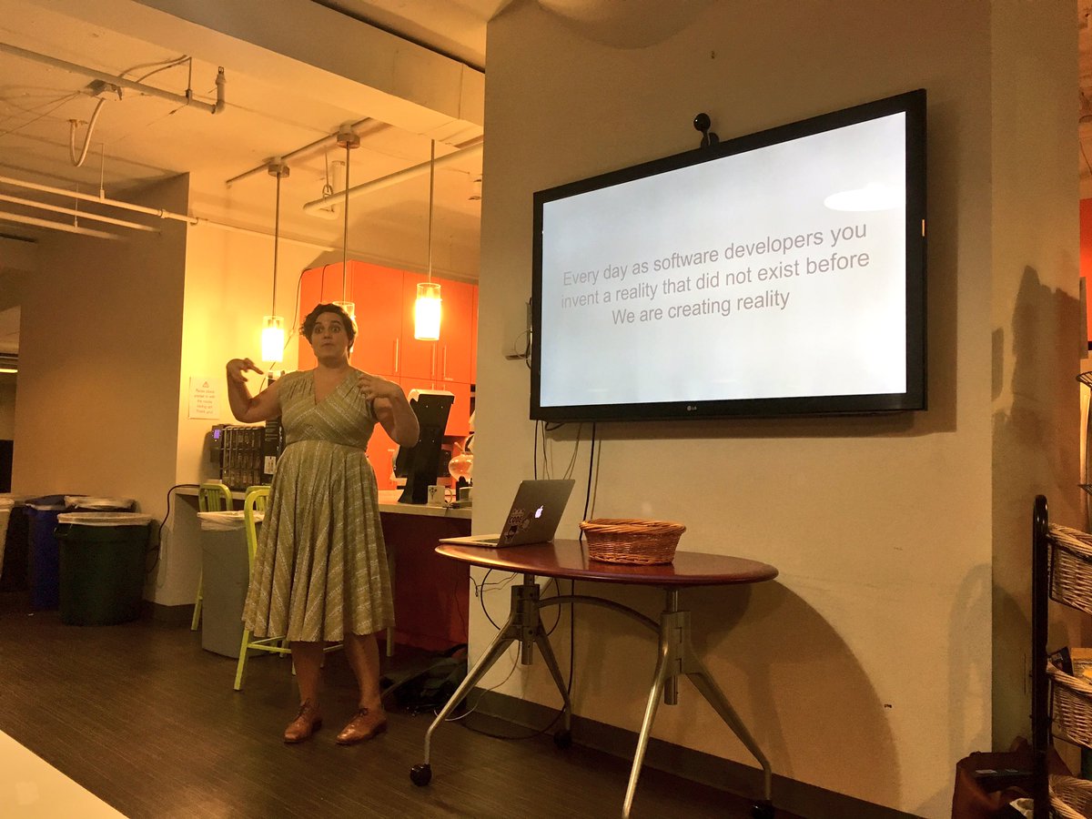 MaryKMcKenzie's tweet photo. Keep code weird! It's a good thing - "spirit of individuality". - @SirJesstheBrave #CodeNewbieDC https://t.co/X7iZphBO0S