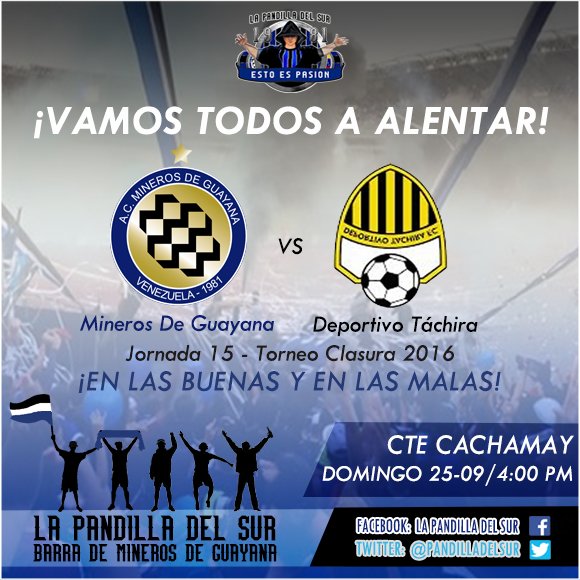 PandillaDelSur's tweet photo. Otra vez nos vamos a la cancha porque no importa si estamos en las malas, de MINEROS somos hasta morir #AguantePandillero #SoloMineros https://t.co/rb2aYVqJ6h