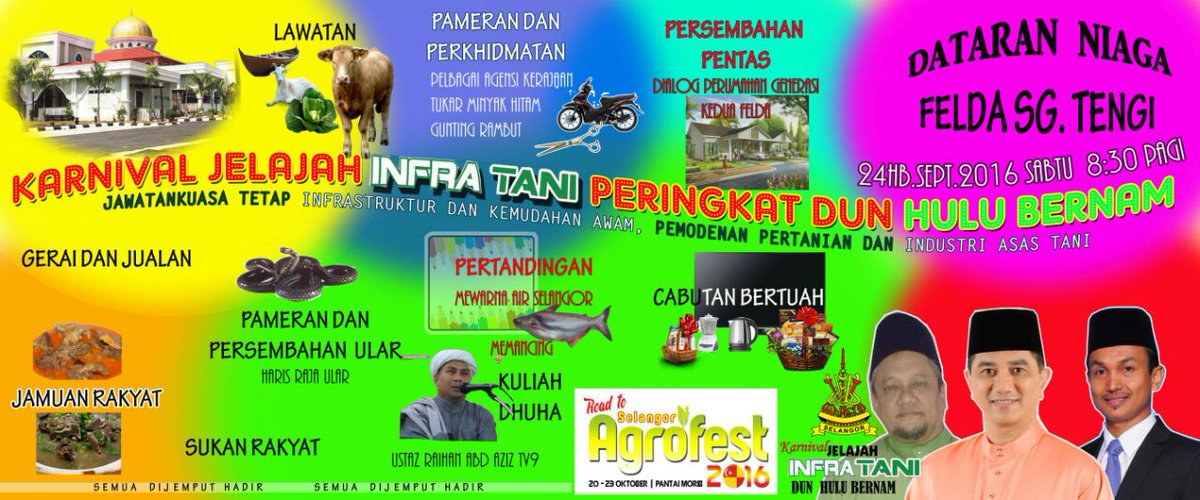 PDTHS's tweet photo. #KARNIVAL JELAJAH INFRATANI DAERAH HULU SELANGOR 2016
#24 SEPT 2016
#8.00 PAGI - 11.30 MALAM https://t.co/jo0HBfzynU