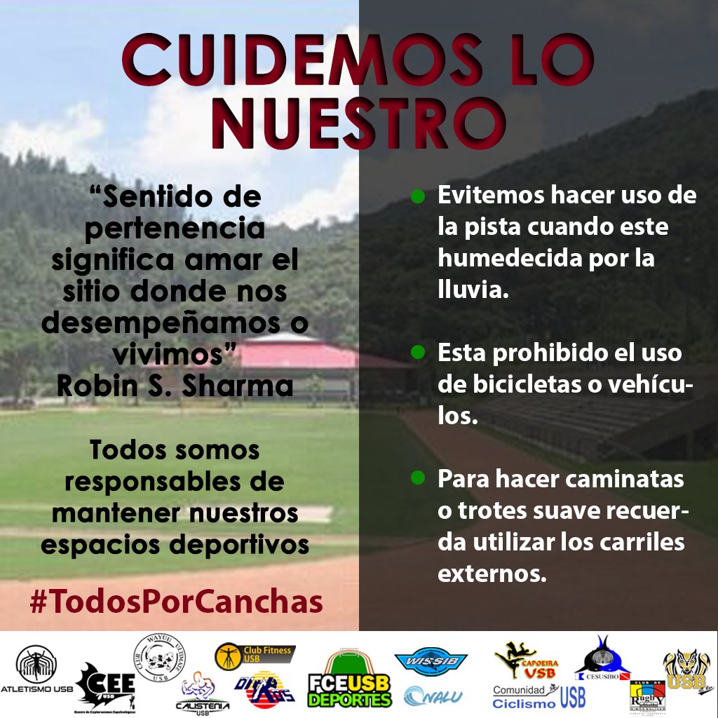 DeportesFCEUSB's tweet photo. La universidad no sólo implica la academia, demostremos que también somos estudiantes integrales #TodosPorCanchas https://t.co/wnE8wbXOq4