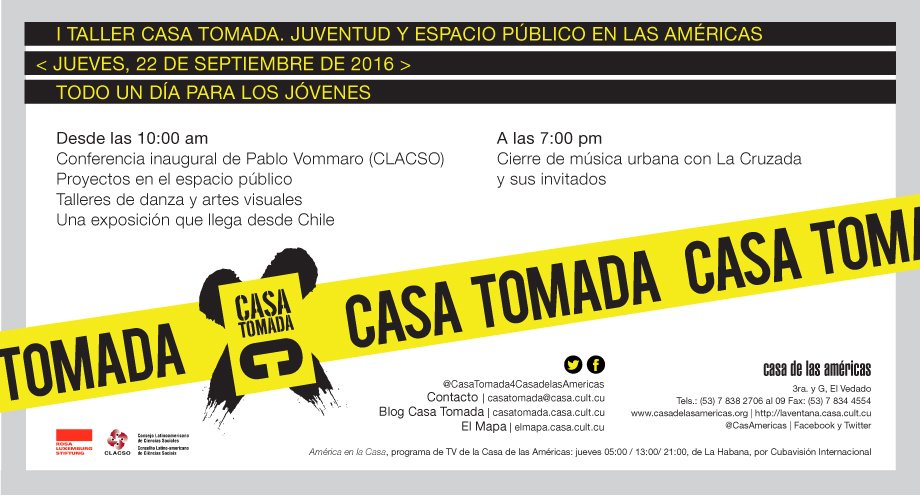 ana_niria's tweet photo. Gente querida el jueves lléguense @CasAmericas que estaremos pensando sobre #Juventud #EspacioPúblico en Casa Tomada https://t.co/JuzMnLQ9pU