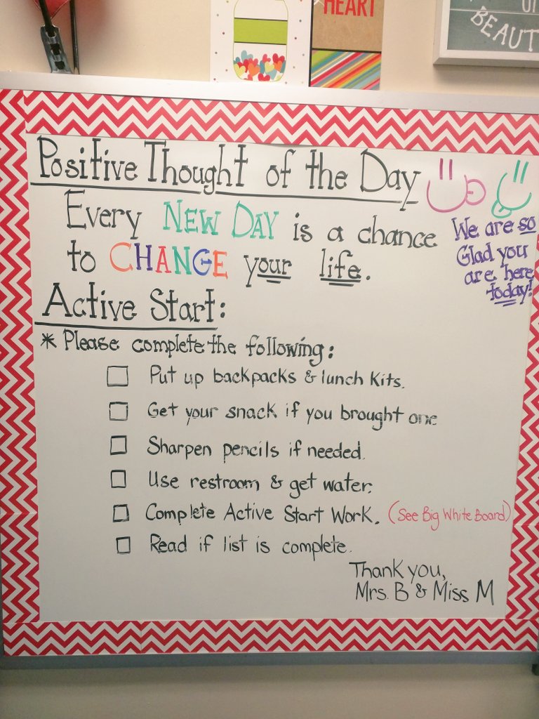 CoachAdrienneS's tweet photo. Positivity in 4th grade plus don't forget those behavior goals! #HouserHawks #cisdpbis @teach2reach1 #conroeinspires https://t.co/e4zm9LxrCm