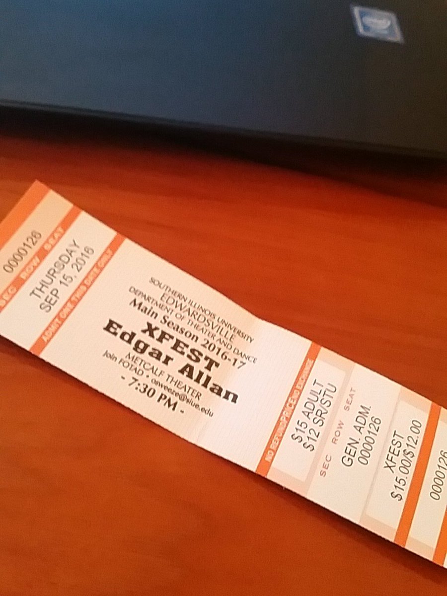 npatton_alestle's tweet photo. Another show tonight. Edgar Allan playing at #SIUE for #xfest2016 get your ticket at the box office in #Dunhamhall https://t.co/FQhlOKO9lX