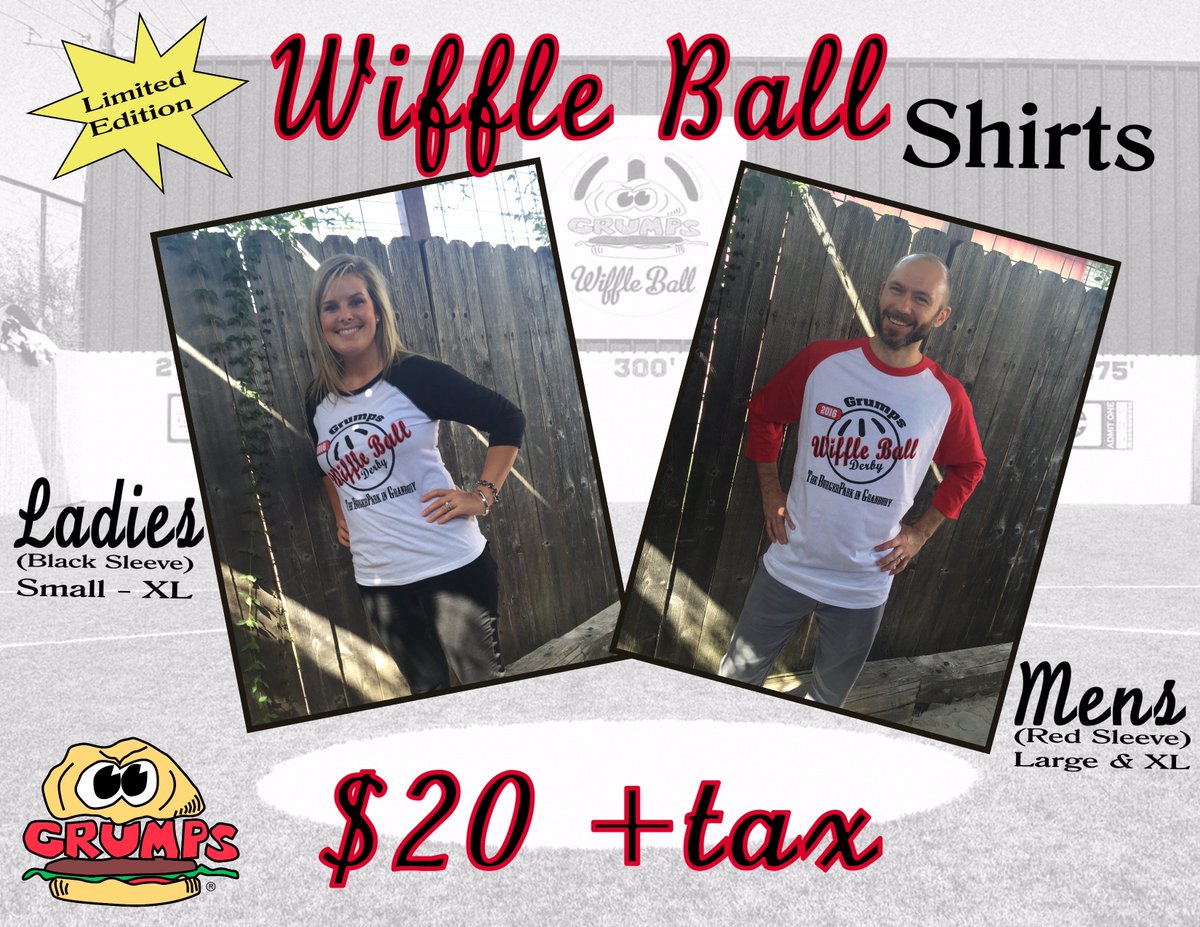 Wiffle Ball shirts are in!!! #limitededition #getyoursfast #grumpstx #grumpsburgers #yeehaw