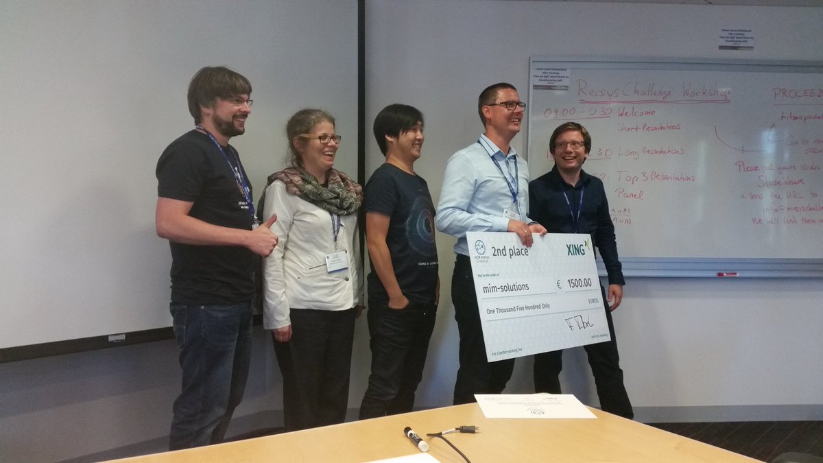 eliethesaiyan's tweet photo. Congs to mim-solution and @AlibabaGroup team for winning 2nd and 1st place in @recsyschallenge #recsys2016 @XING_de https://t.co/imxa5K7c1d