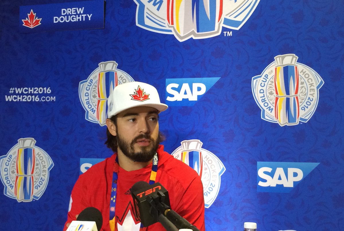 NHL's tweet photo. "Actually, growing up I was a @LAKings fan... they had Gretzky." -@dewyy8 #WCH2016 https://t.co/z3UyzqZnqj