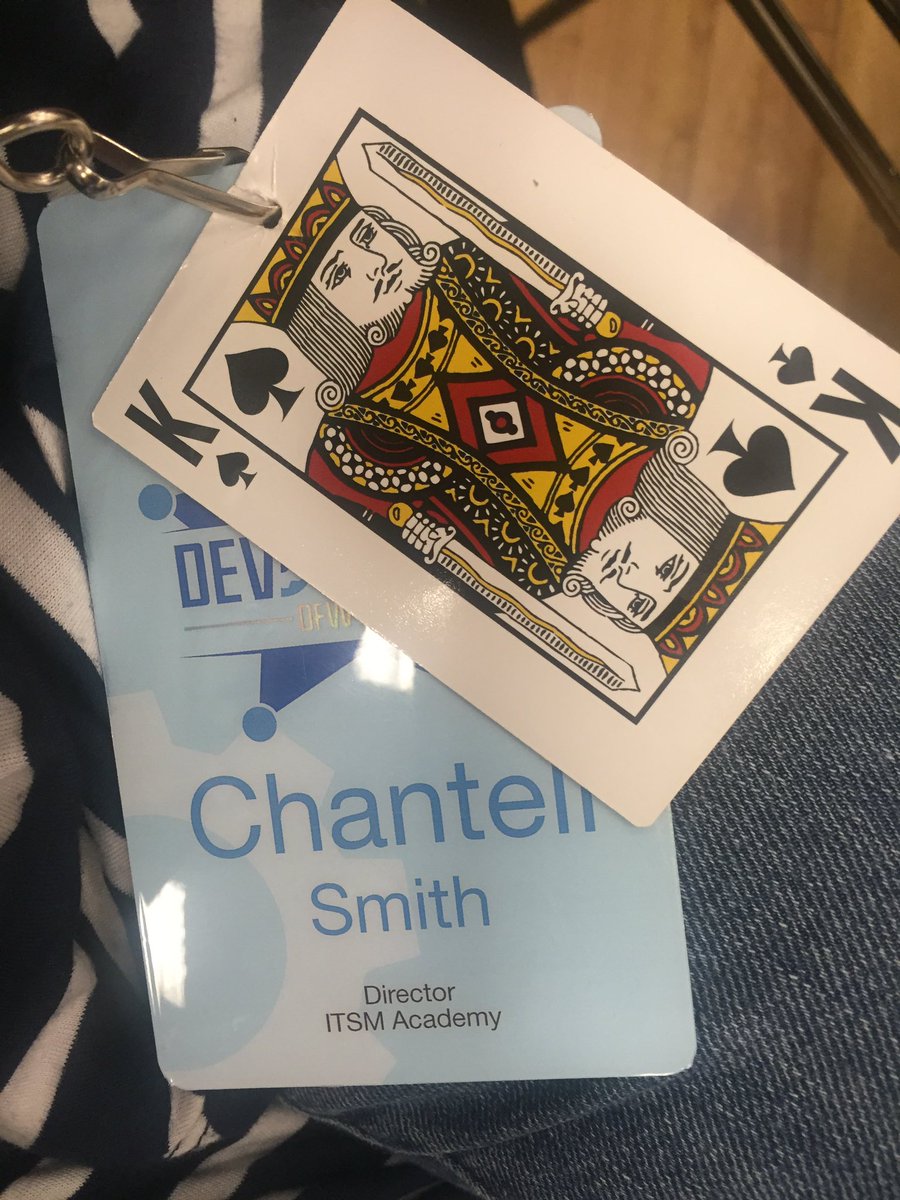 ITSM_Chantell's tweet photo. So I'm the King of Spades! Best hand Royal Flush. #networkingideas @DevOpsDaysDFW #doddfw https://t.co/g9SMQ1hU98