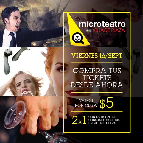 MicroTeatroGYE's tweet photo. Mañana viernes estaremos en el Village Plaza con "Amor mío", "BRUTA" y "Trapos" nos vemos en el micro ;) #sambo https://t.co/NqK6Ds0Hmn