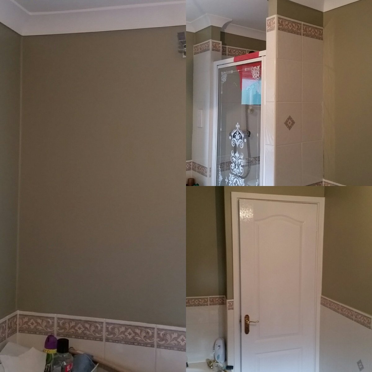 lspainters's tweet photo. Bathroom redecorate using @duluxuk #olive walls and white ceiling and woodwork. https://t.co/wCRLD9x0qd