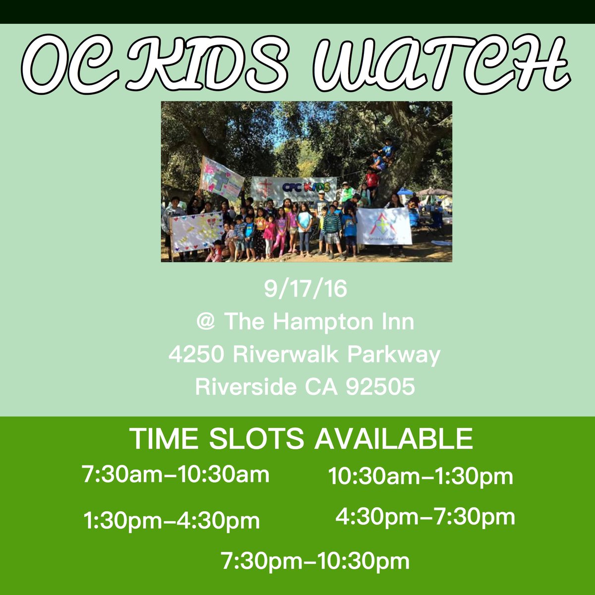 CFCYOC's tweet photo. Hey OC Chapter! ❤️🍊 We have an upcoming kids watch opportunity this Saturday! Thank you and God bless! 🙏✨ https://t.co/zx3tiIcDg9