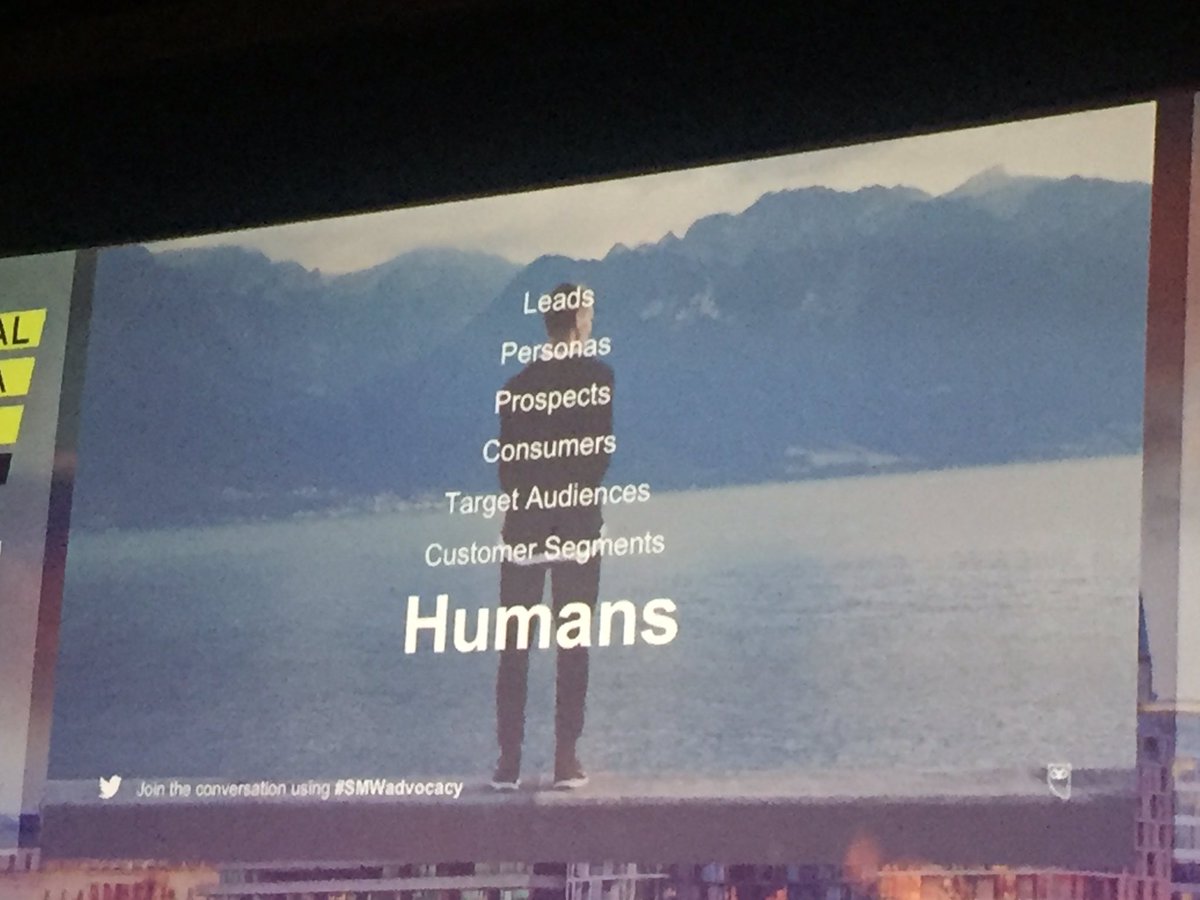 TamHM's tweet photo. As marketers we call our audiences so many names, but ultimately they are just HUMANS like us #SMWadvocacy https://t.co/0ooxywDZnK