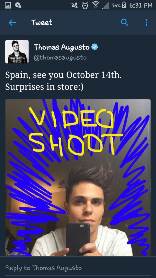 MidnightRedMLG's tweet photo. Según ha publicado Thomas estará el 14 de Octubre en España, lo mas seguro que con la firma de su single 'Ravenous'. https://t.co/oBxBUdy3kI