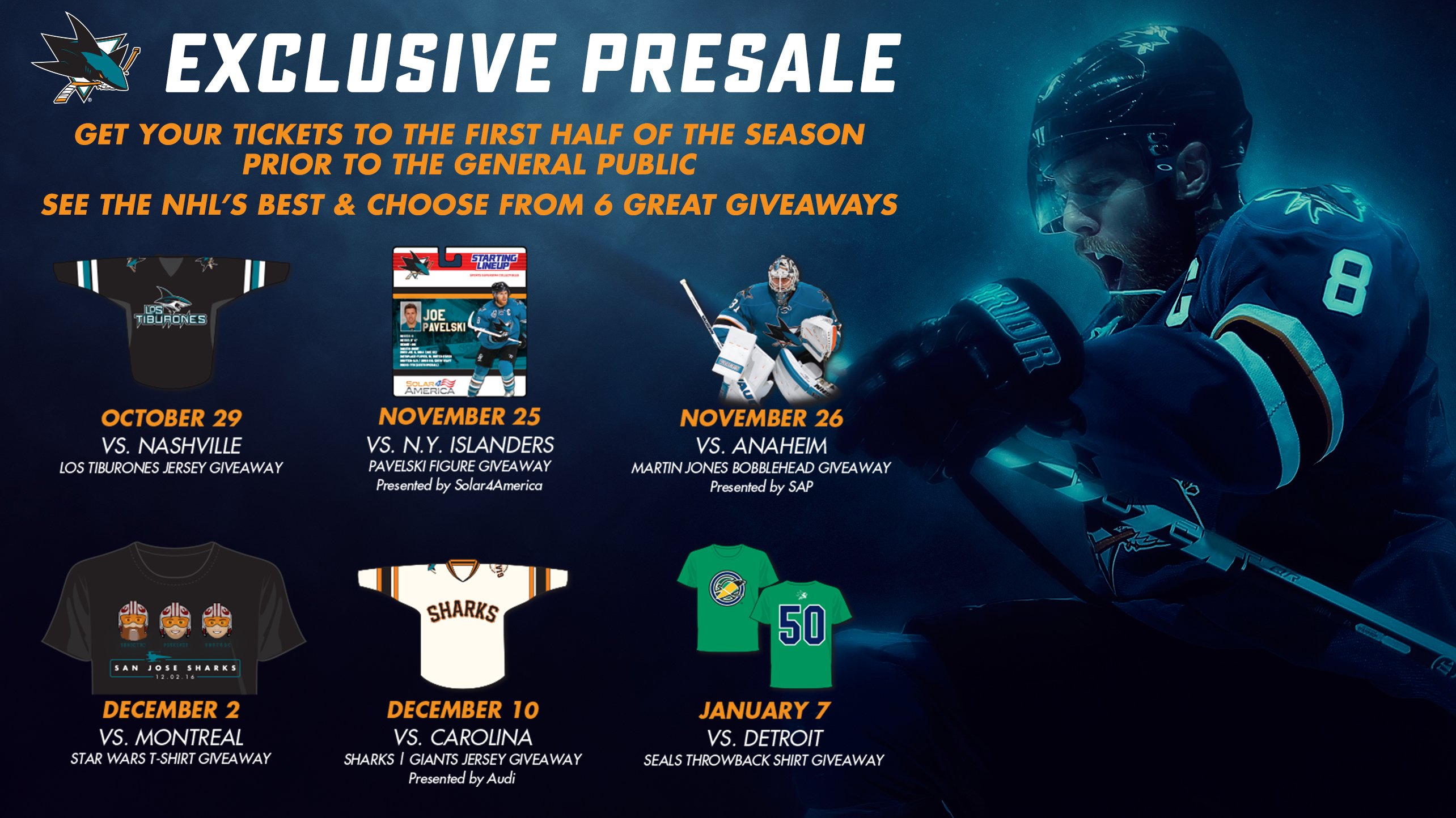 Promotional Schedule, San Jose Sharks