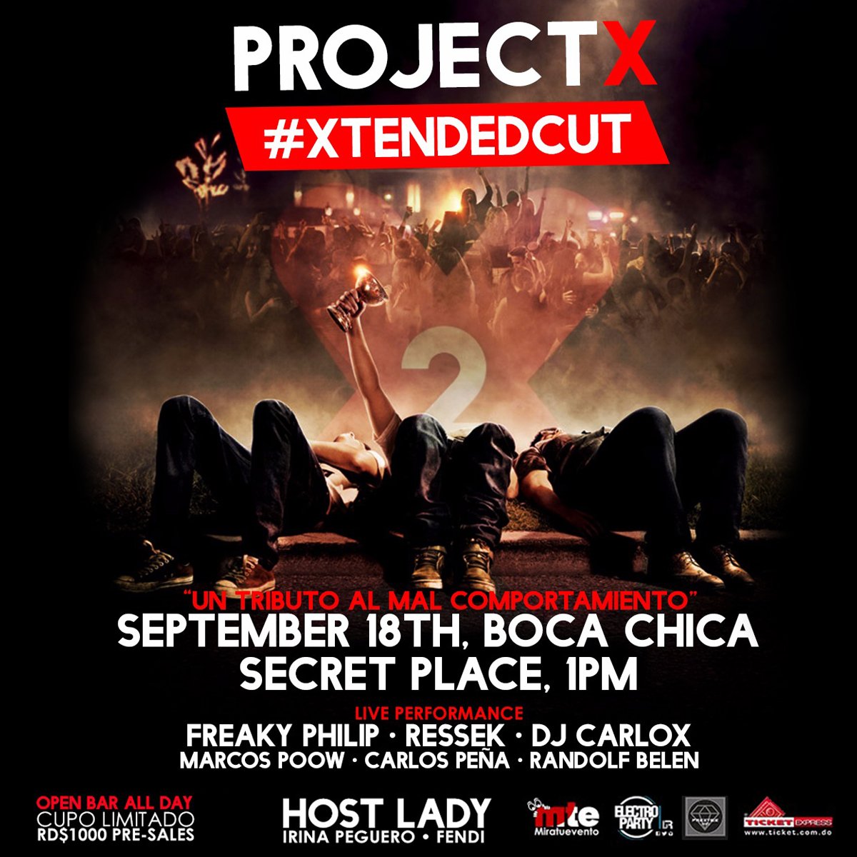 ticketexpressrd's tweet photo. #ProjectXParty #Xtendedcut ¡los últimos tickets! 1100 Gral +500 Tour. Compra> https://t.co/jkPNQnKFz0 @Miratuevento https://t.co/bI8WLCw9vX