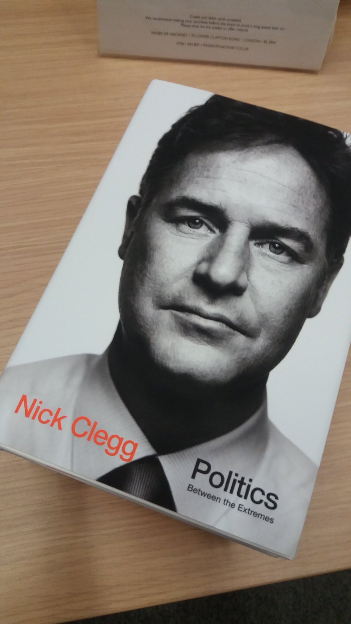 Doors open for #LSEClegg. Books on sale courtesy of our lovely friends @pagesofhackney https://t.co/qFoB37Kzcv