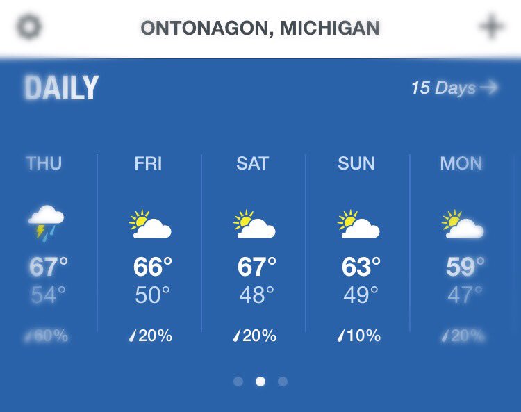 BOWMichigan's tweet photo. A lot can change in a week but this forecast looks so good, we hope it doesn't! #BeyondBOW #BecomingAnOutdoorswoman https://t.co/KVR1sUSmKn