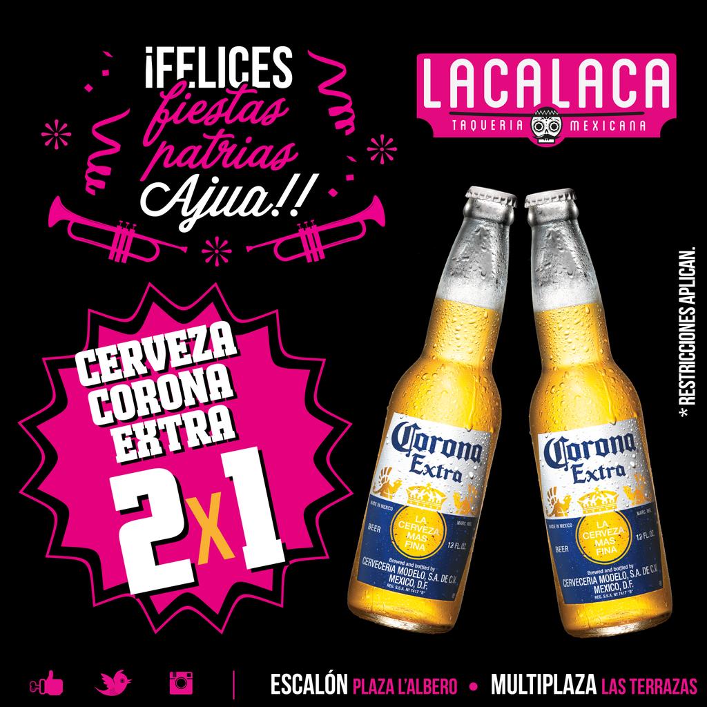 Lacalacasv's tweet photo. ¡Hoy celebremos nuestras fiestas patrias al #EstiloLaca 💀🙌!

*Restricciones aplican. https://t.co/5JAVdpCJMo