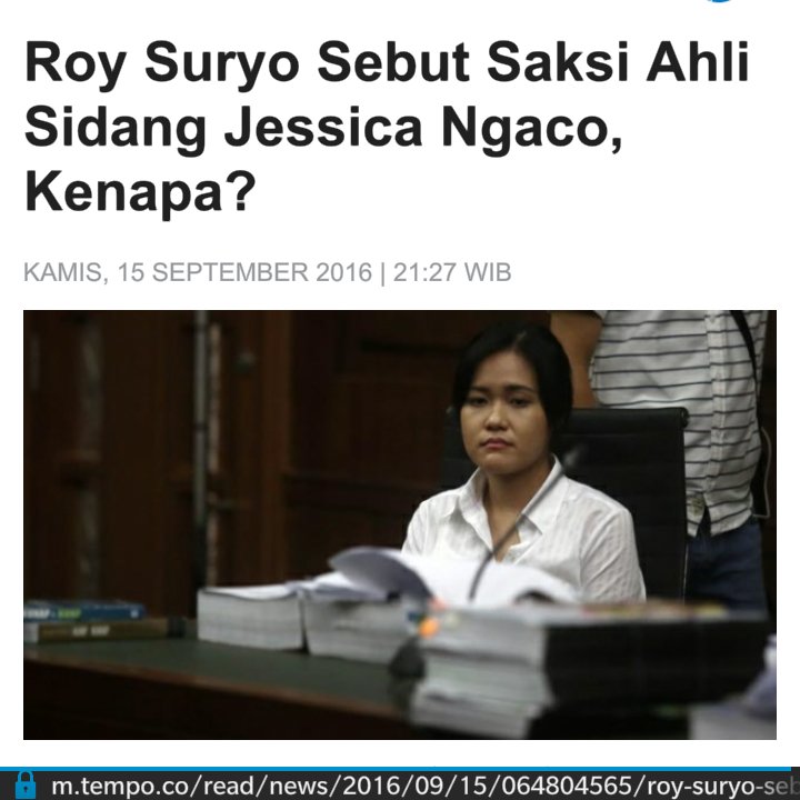 Tweeps,
Ini penjelasan mengapa Saya sebut si "Ahli berSaksi" NGACO,
Data2nya bukan PRIMER
m.tempo.co/read/news/2016…