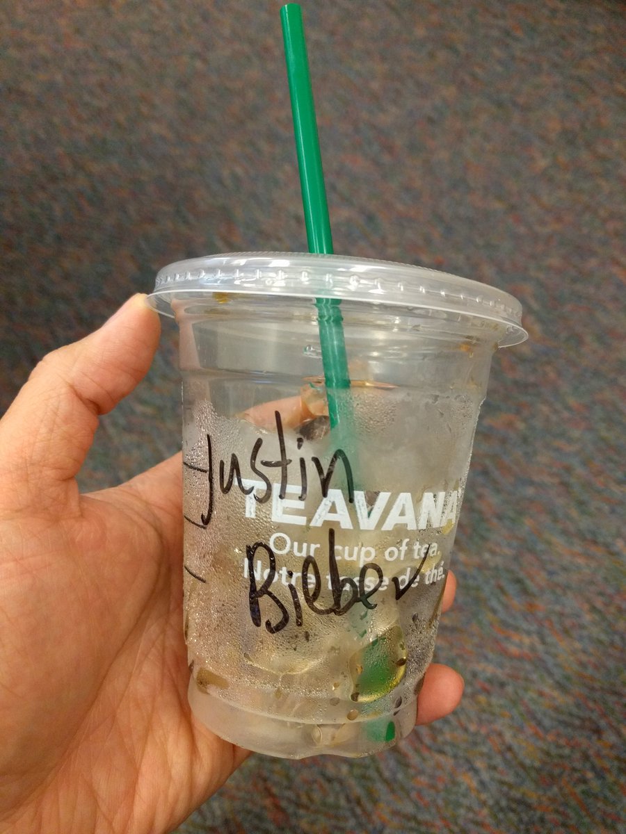 JBT888's tweet photo. When I don't visit my local @StarbucksCanada in a while-- or, I picked up someone else's drink. Sorry @justinbieber https://t.co/gVV81XHzBW