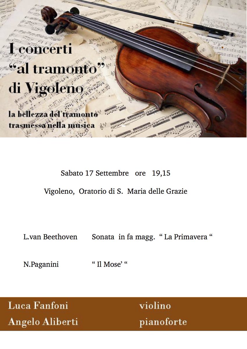 LucaFanfoni's tweet photo. 17 settembre 2016 ore 19,15 Next concert
 I #Concerti "al #tramonto" di #Vigoleno 
#LucaFanfoni vl - A Aliberti pf https://t.co/sTLm8DE91F