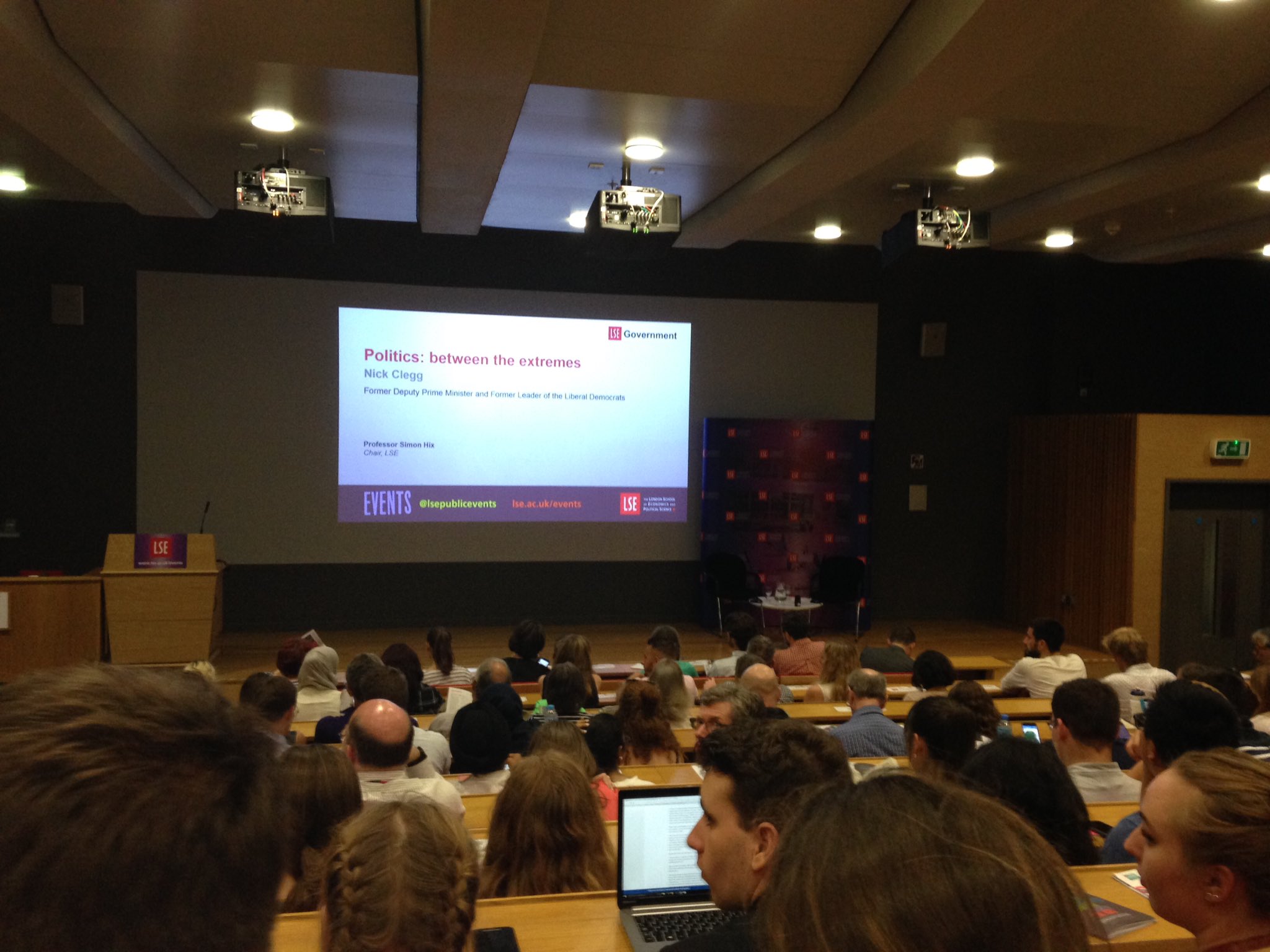 In position for #LSEClegg. He's fashionably late. https://t.co/knBESMlFXq