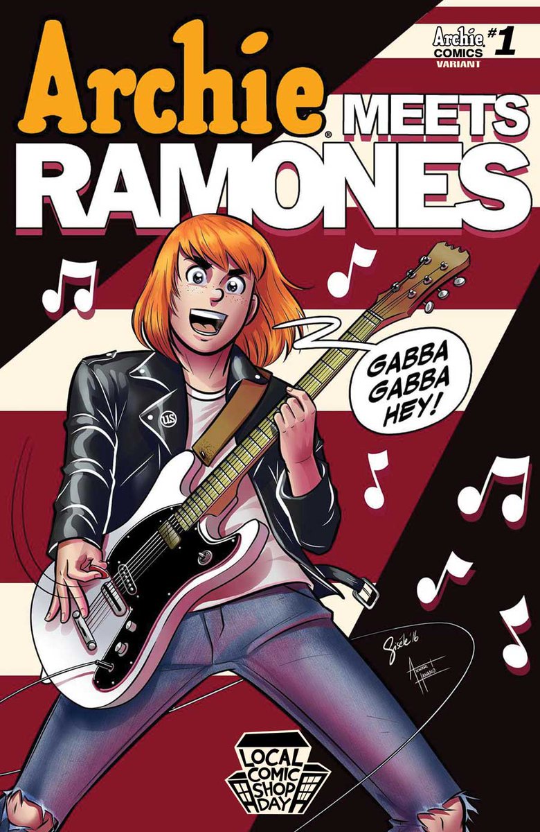 GiseleLagace's tweet image. This is a #ArchieMeetsRamones variant I did for @comic_shop_day. Really happy with how Anwar Hanano colored this. :)