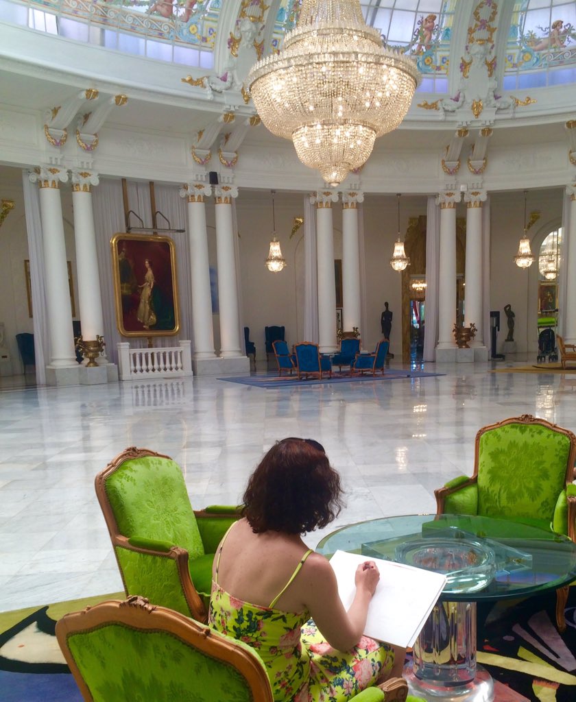 Me #sketching at #hotelnegresco  in #Nice.Just home after a fantastic two weeks in the #frenchriviera.Very inspired!