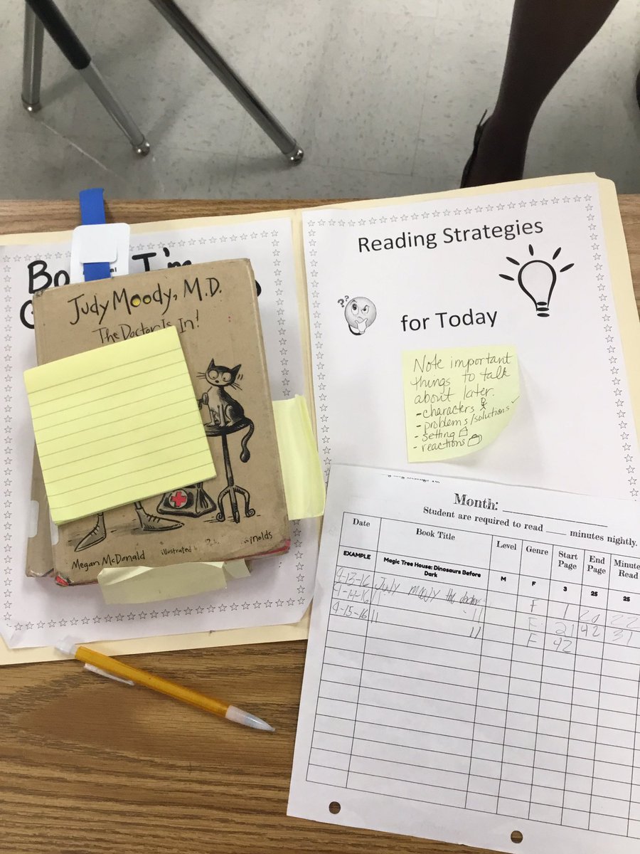 MargauxTeaches's tweet photo. Reading Mats aren't just for K-2! Tie them in with progression work and goal setting! #Takeaways #TCRWP #AldineLit https://t.co/B7222tk981