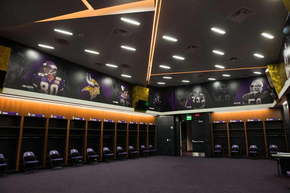 Our graphics in the @Vikings locker room are up and on 🔥🔥🔥 . Nice work @taylarmj #legendsstarthere #openthegates